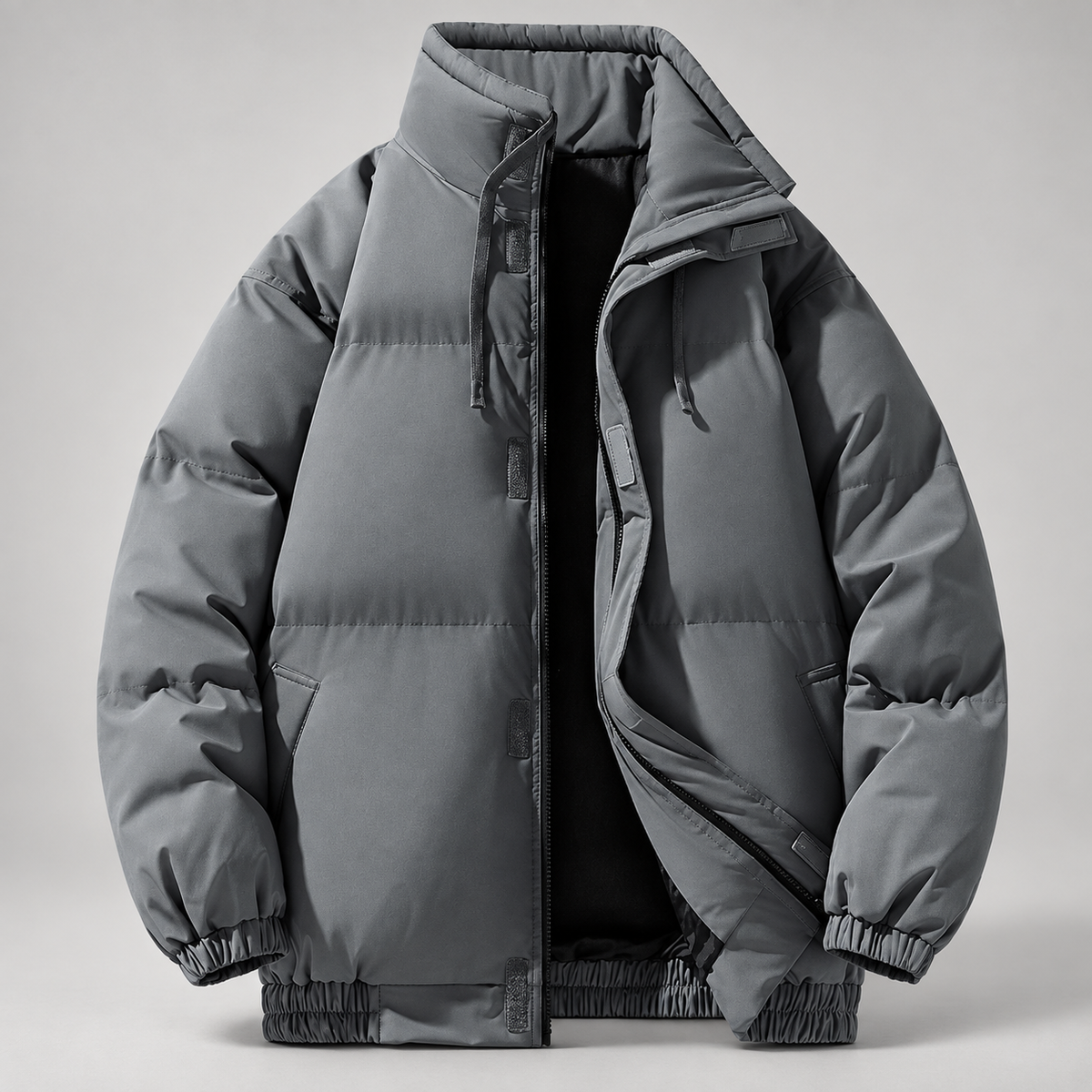 Ellis Quilted Puffer Jacket with High Collar and Zip Front