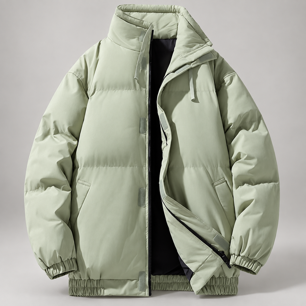 Ellis Quilted Puffer Jacket with High Collar and Zip Front