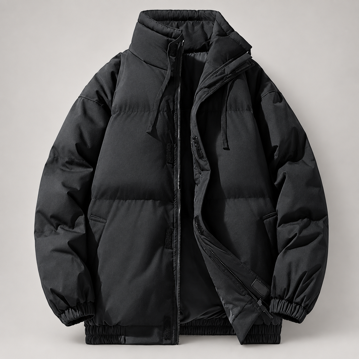 Ellis Quilted Puffer Jacket with High Collar and Zip Front