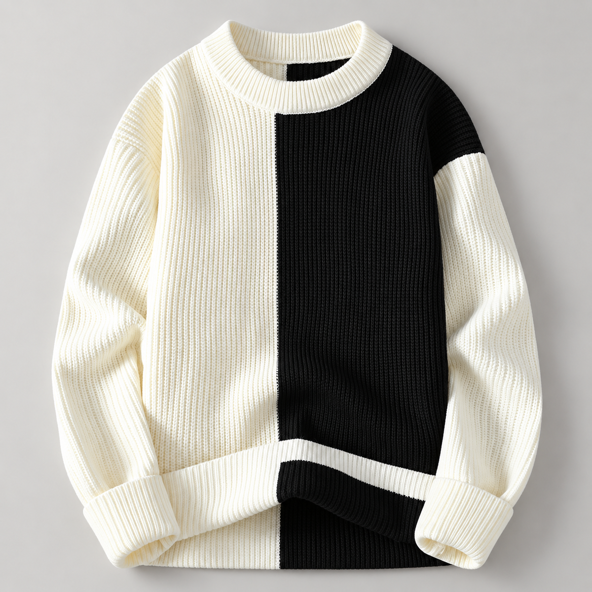 Felix Colorblock Ribbed Knit Crewneck Sweater