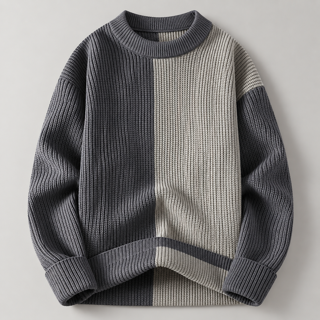 Felix Colorblock Ribbed Knit Crewneck Sweater
