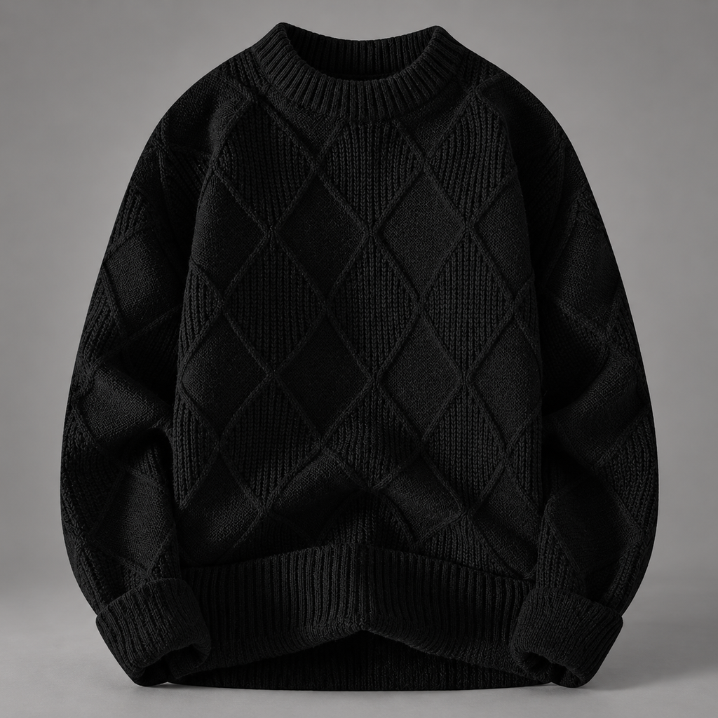 Camille Diamond Knit Crewneck Pullover Sweater
