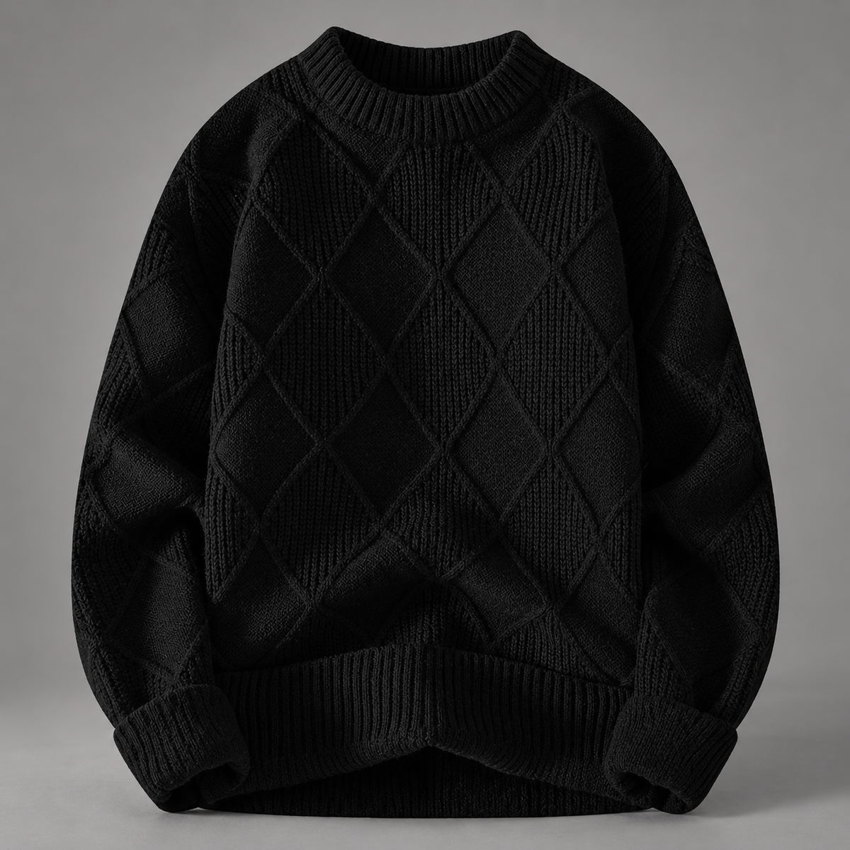 Camille Diamond Knit Crewneck Pullover Sweater