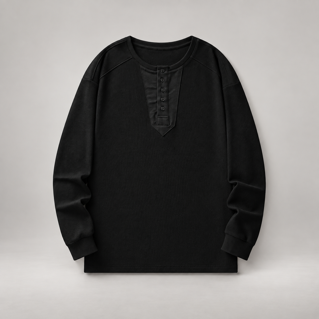 Julien Men’s Textured Long Sleeve Henley Shirt