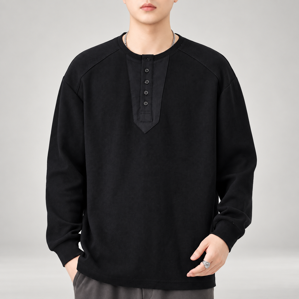 Julien Men’s Textured Long Sleeve Henley Shirt
