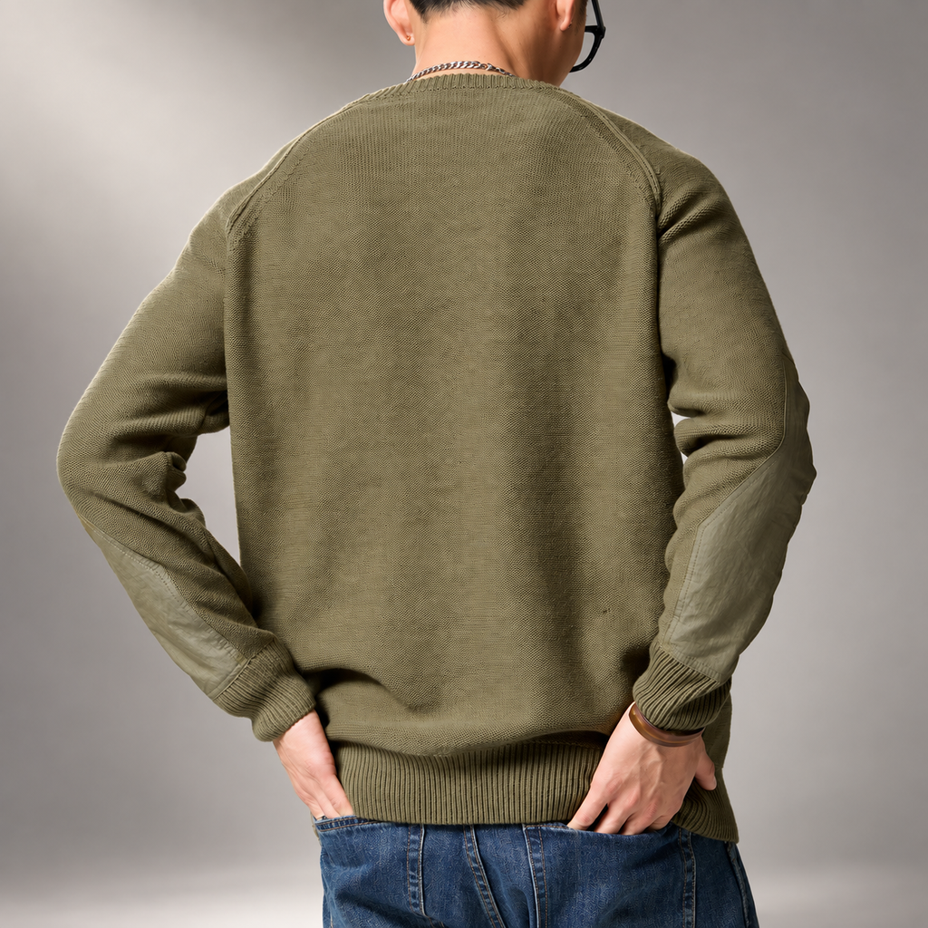Luca Men’s Crewneck Sweater with Zip Chest Pocket