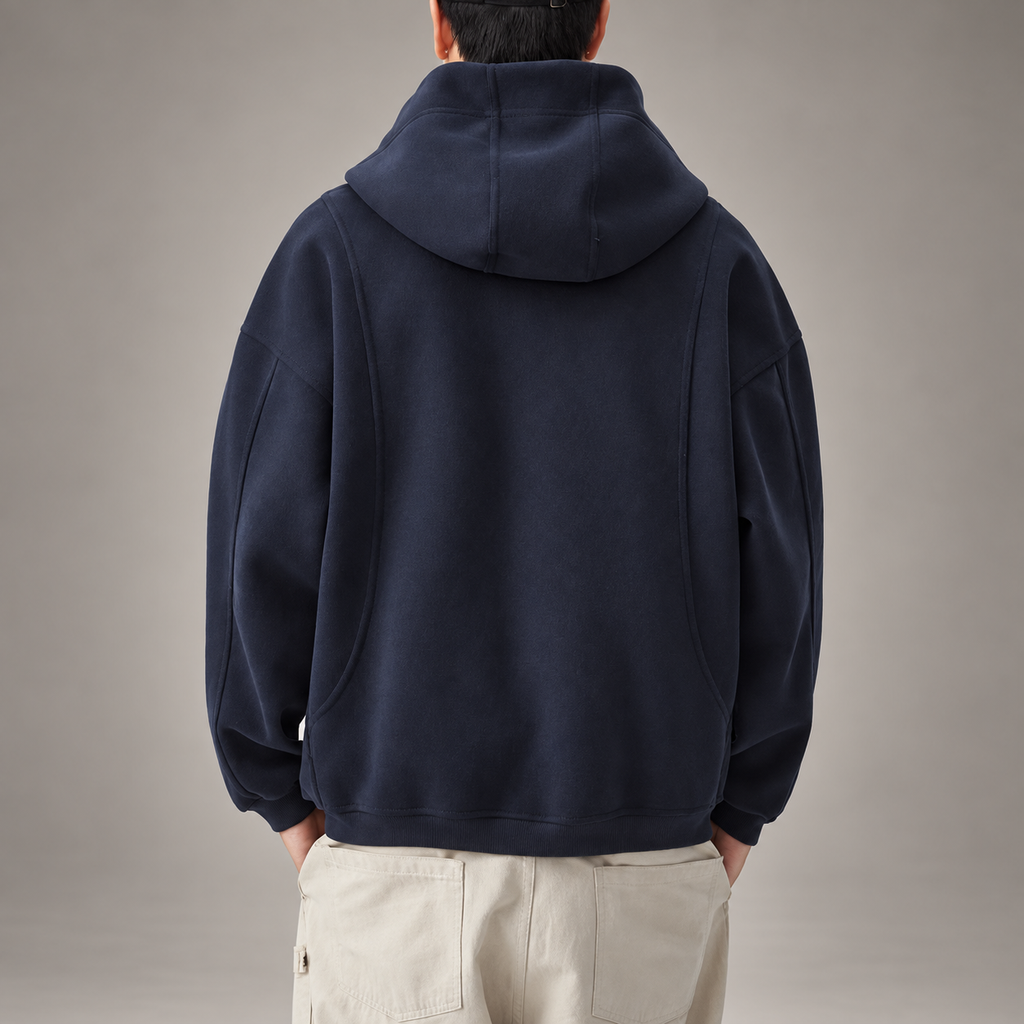 Rowan Men's Oversized Full-Zip Hoodie with Contrast-Lined Hood