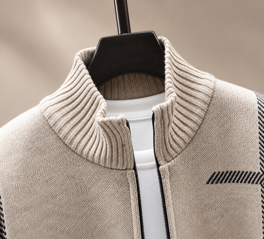 Daniel Men’s Zip-Up Knit Cardigan with Ribbed Collar