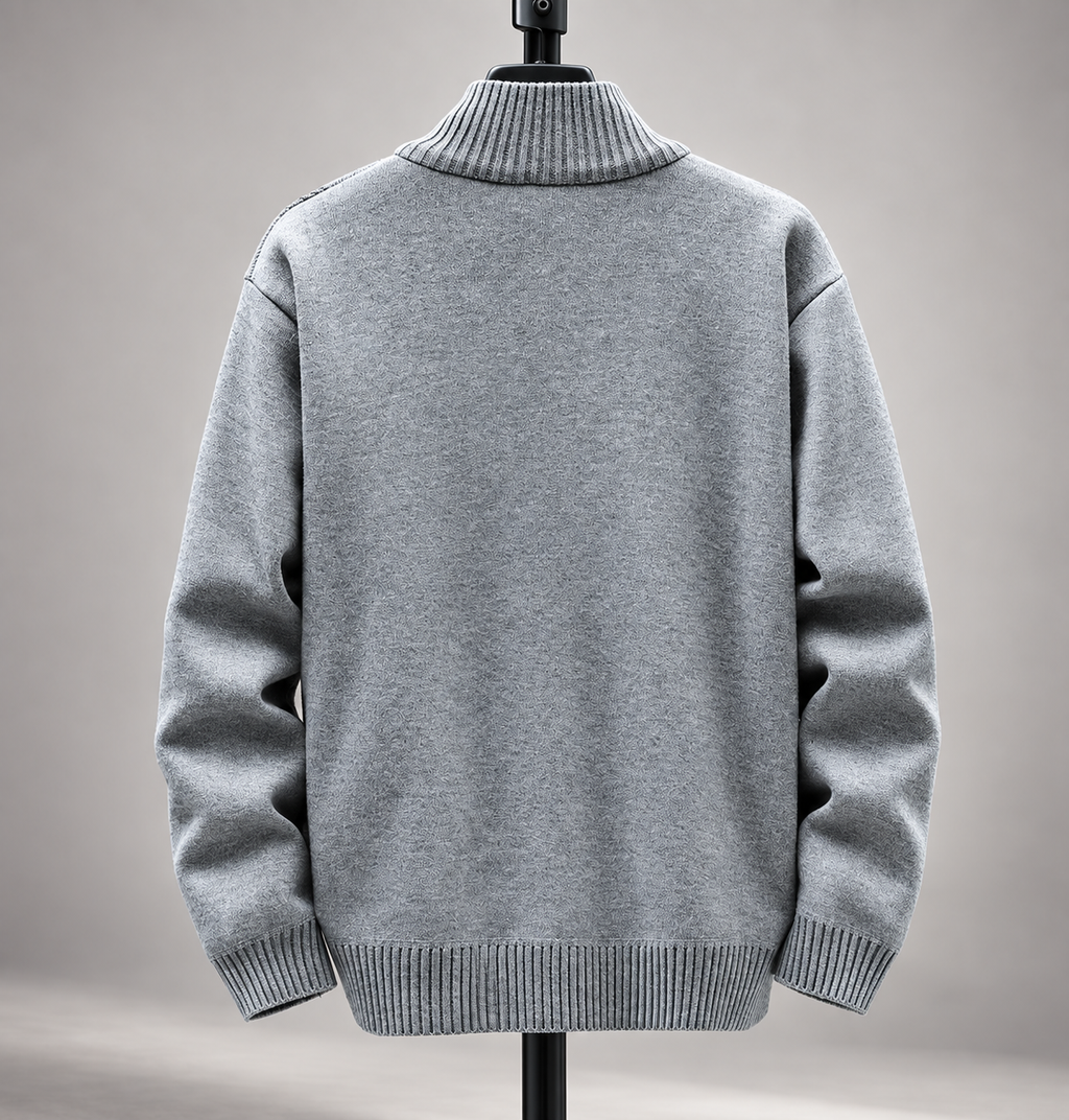 Daniel Men’s Zip-Up Knit Cardigan with Ribbed Collar