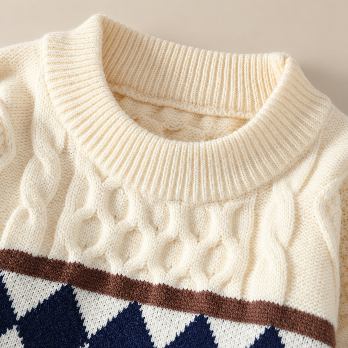 Marco Cable Knit Argyle Crewneck Sweater