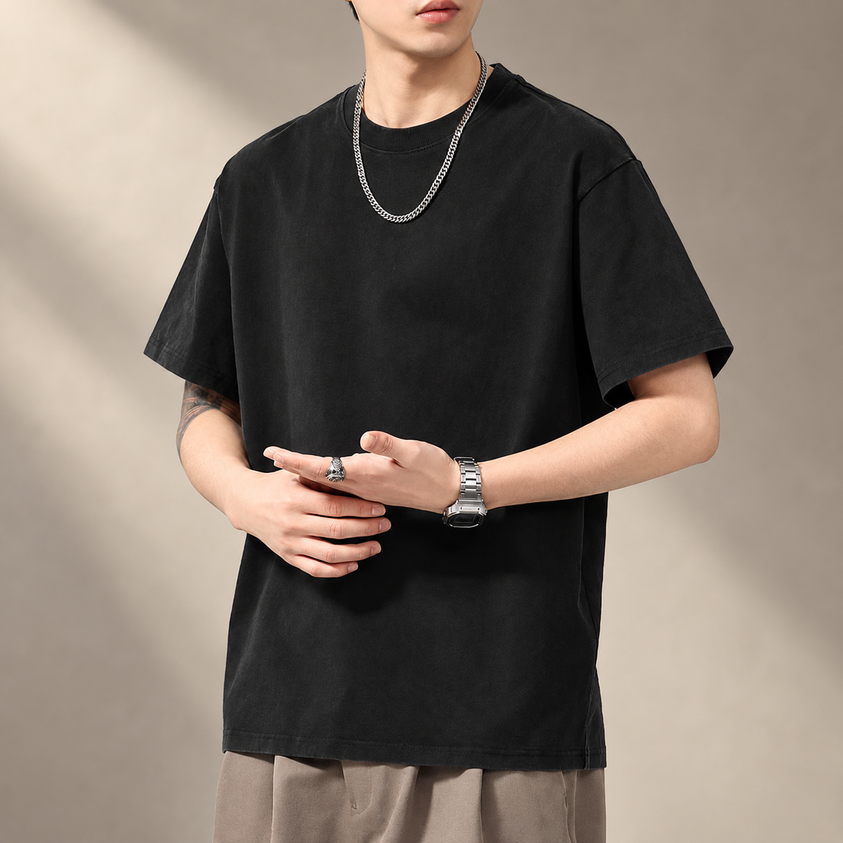 Enzo Relaxed Fit Crewneck T-Shirt for Men