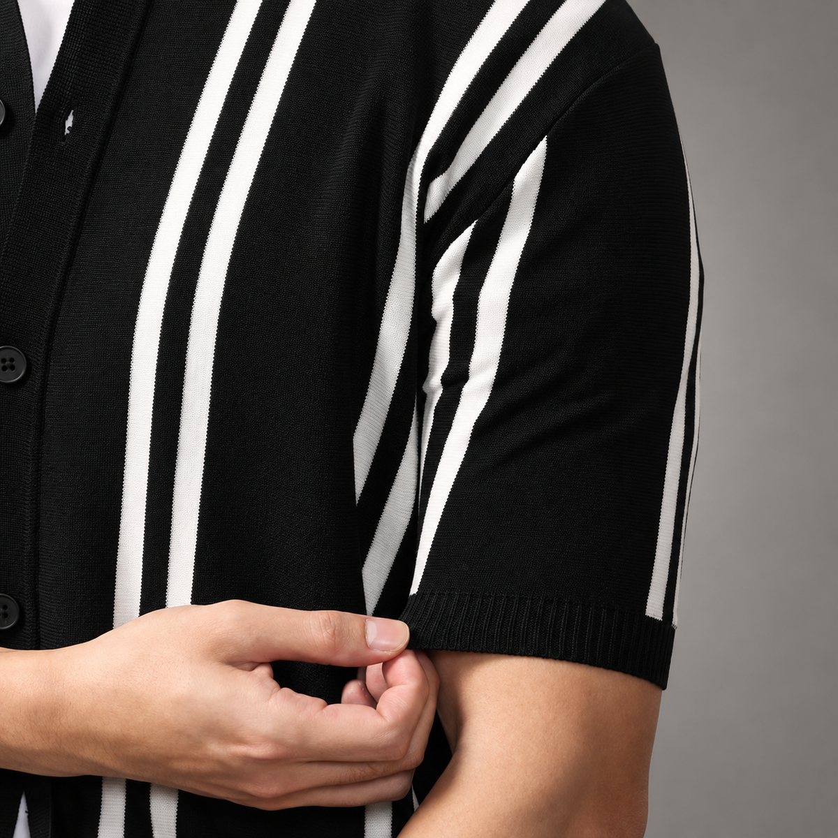 Hugo Men’s Striped Short Sleeve Cardigan