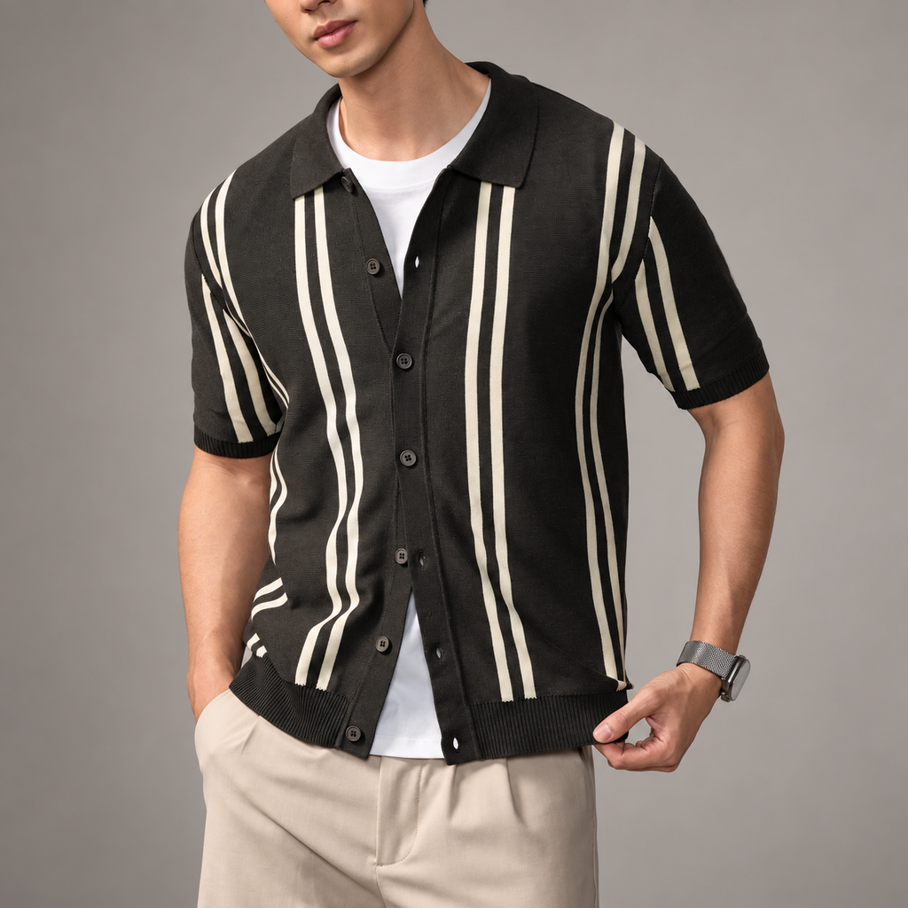 Hugo Men’s Striped Short Sleeve Cardigan