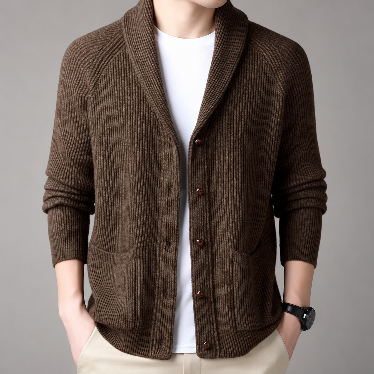Theo Men’s Shawl Collar Button Cardigan