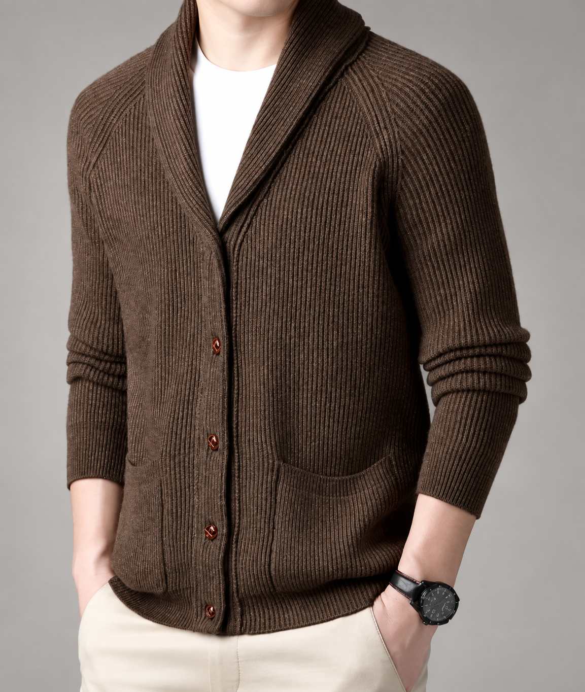 Theo Men’s Shawl Collar Button Cardigan