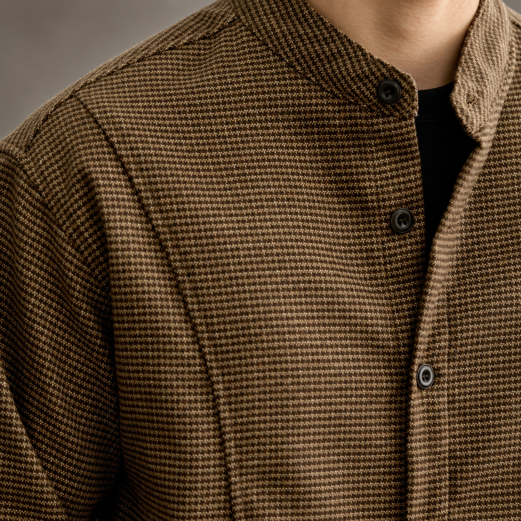 Dario Men’s Textured Stand Collar Shirt Jacket