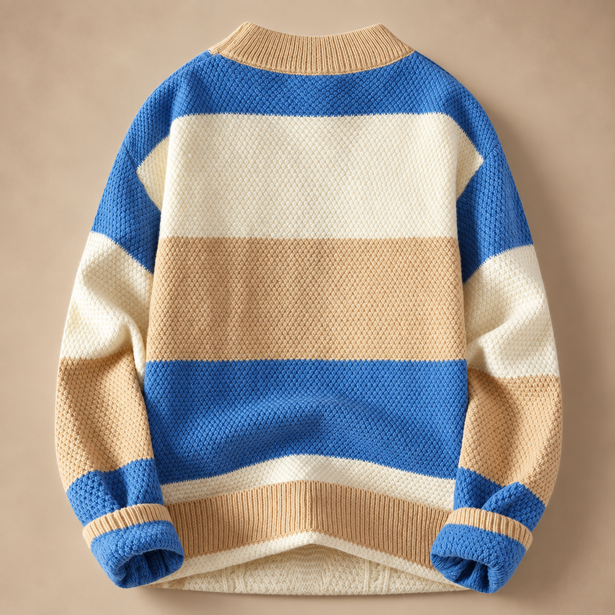 David Colorblock Cable Knit Crewneck Sweater