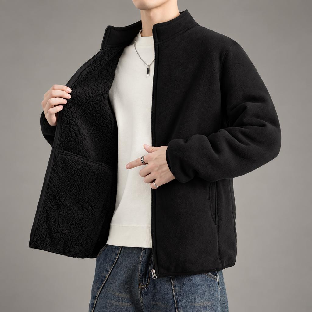 Thomas Men’s Zip-Up Fleece Jacket with Stand Collar