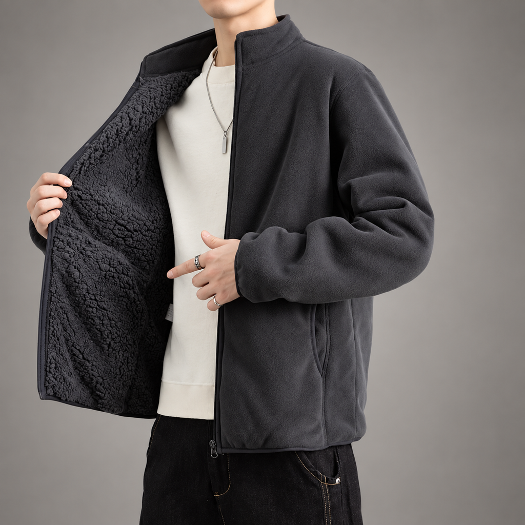 Thomas Men’s Zip-Up Fleece Jacket with Stand Collar