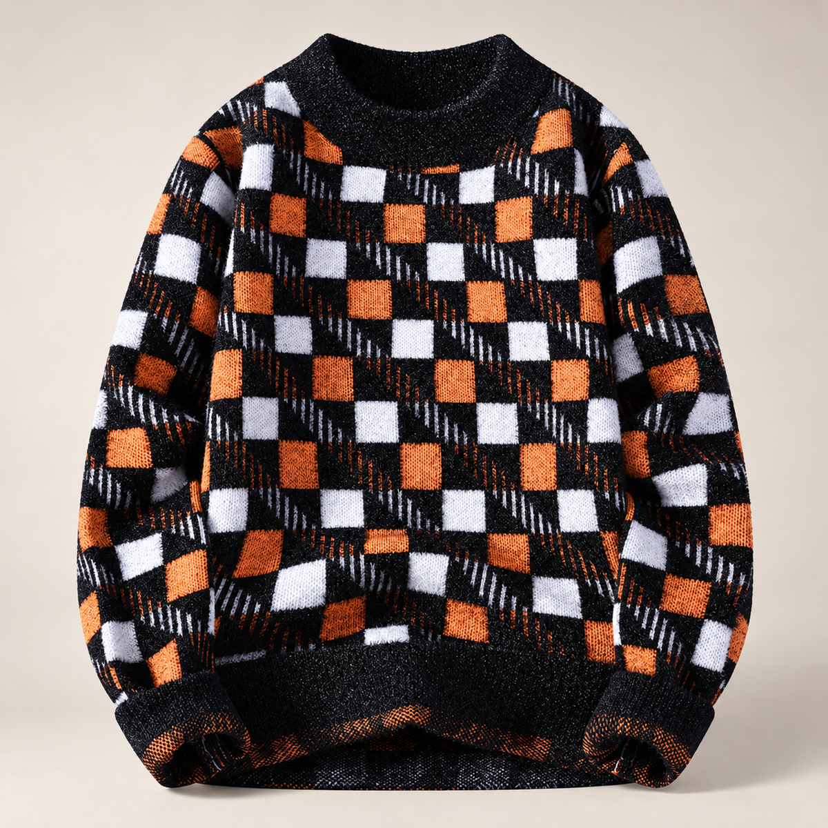 Lorenzo Checkered Knit Pullover