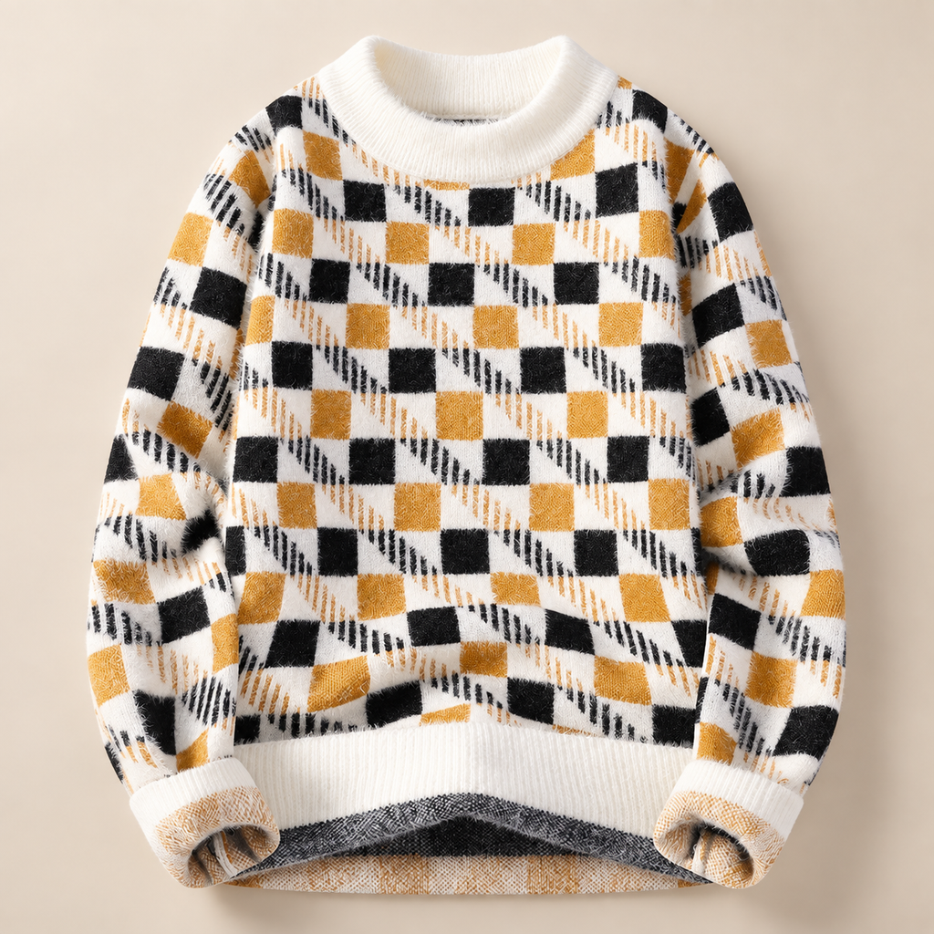 Lorenzo Checkered Knit Pullover