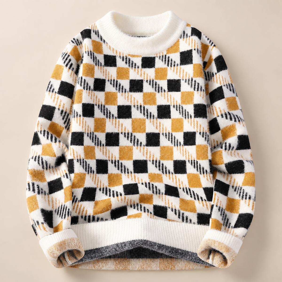 Lorenzo Checkered Knit Pullover