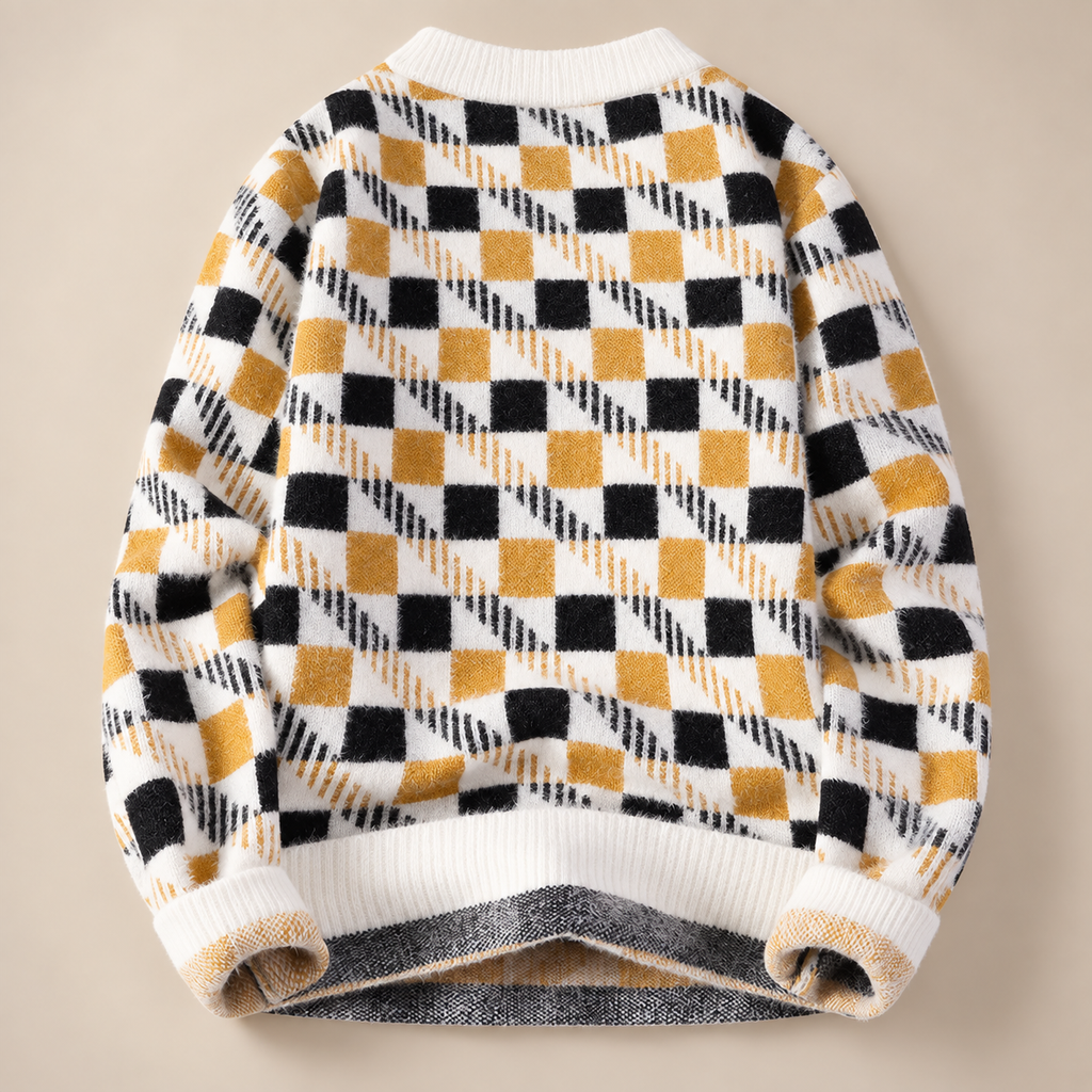 Lorenzo Checkered Knit Pullover
