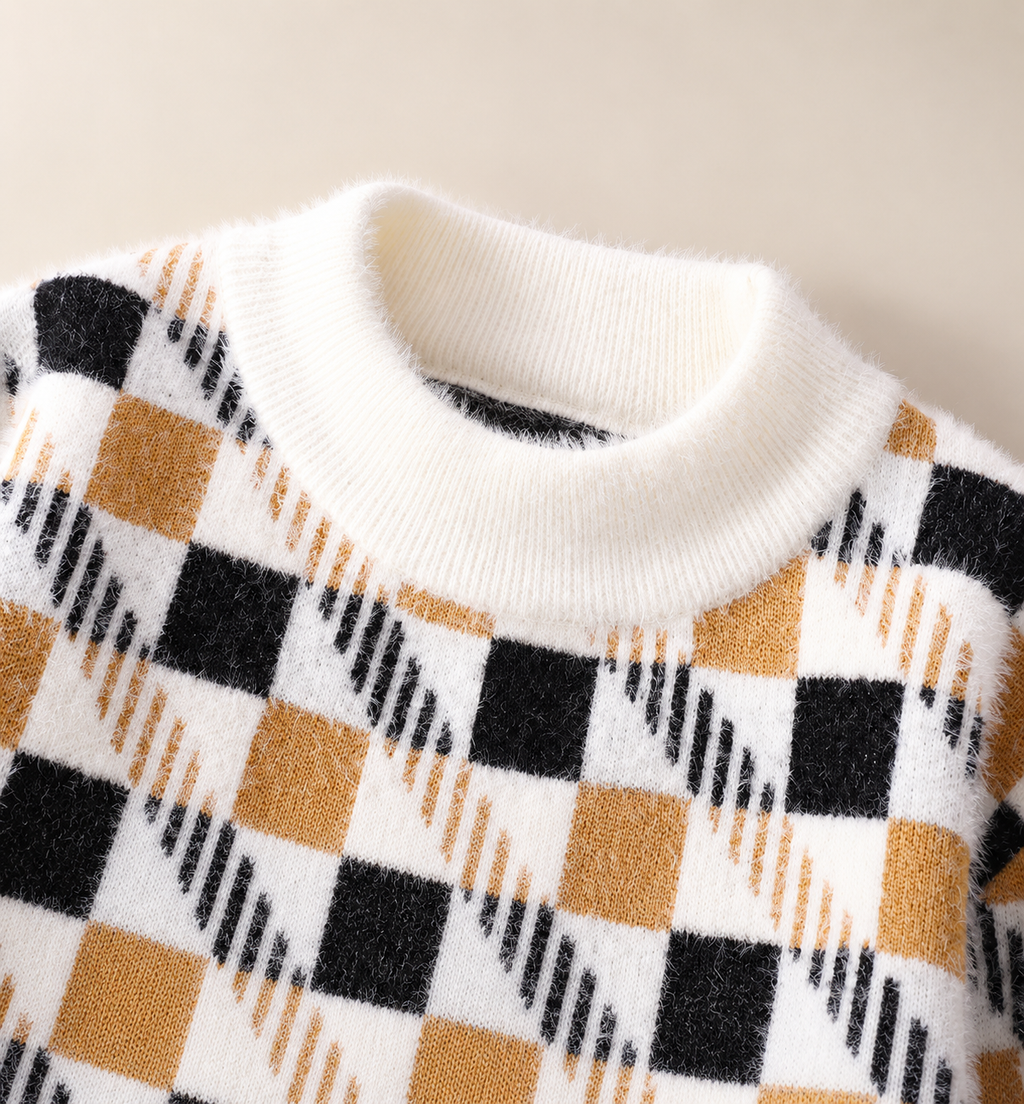 Lorenzo Checkered Knit Pullover