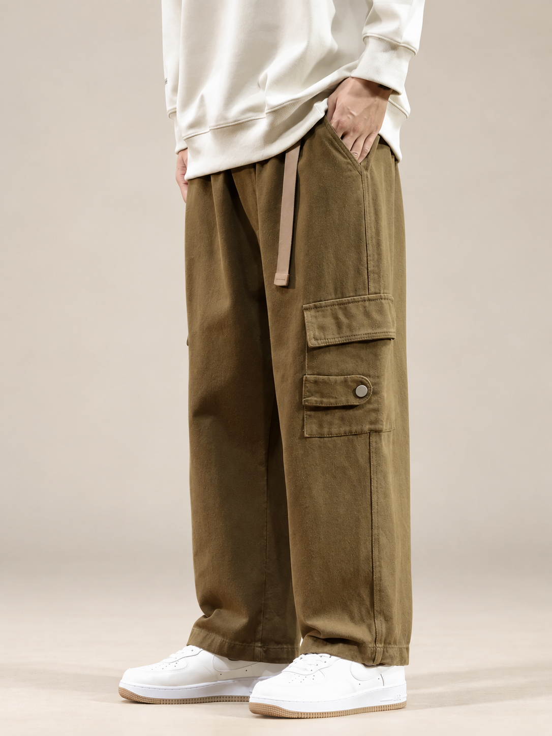 Bastien Men’s Relaxed Fit Cargo Pants with Flap Pockets