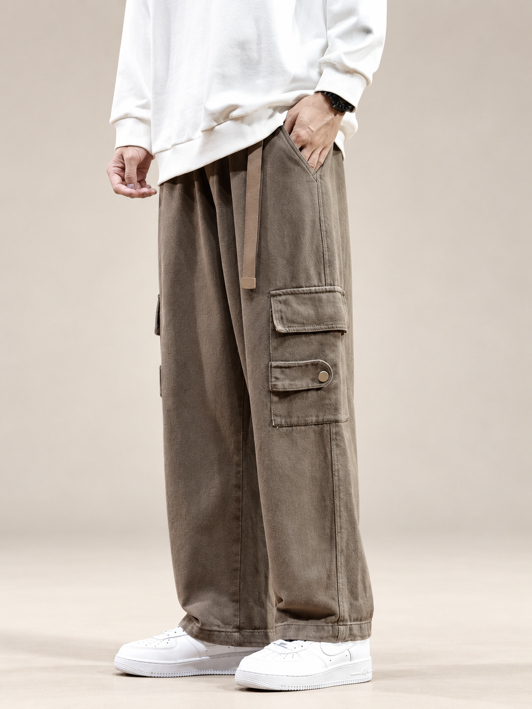 Bastien Men’s Relaxed Fit Cargo Pants with Flap Pockets