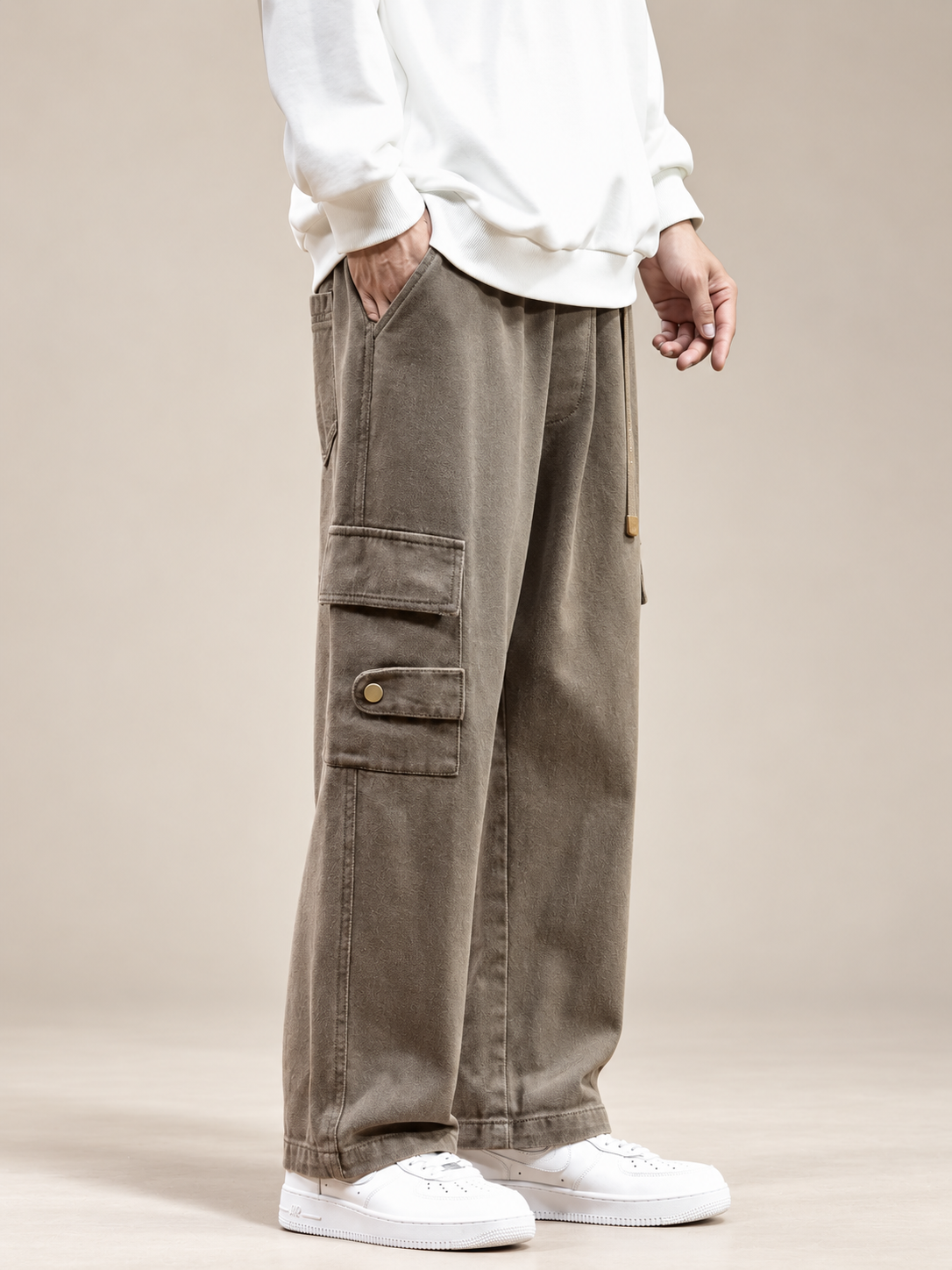 Bastien Men’s Relaxed Fit Cargo Pants with Flap Pockets
