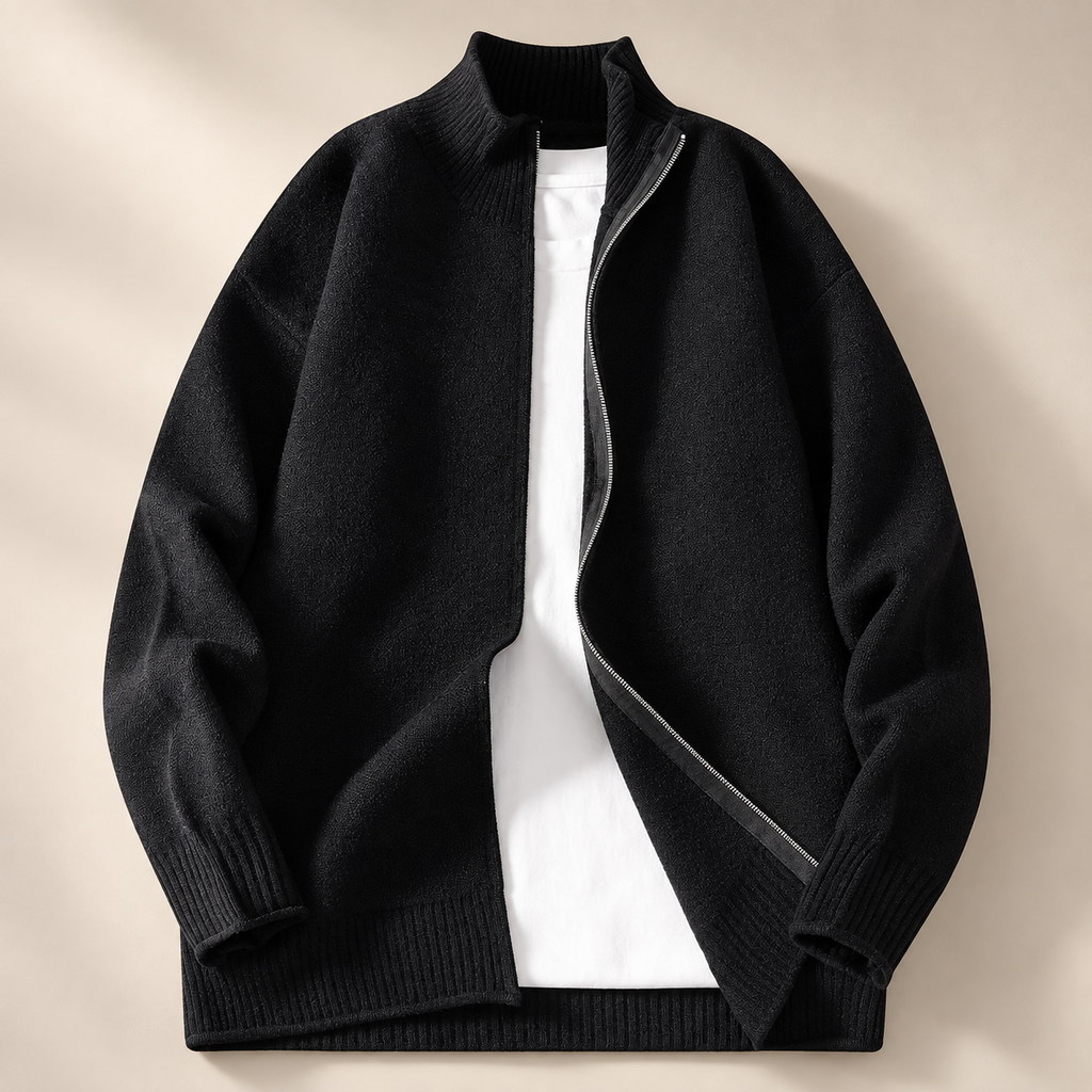 Cedric Men’s Stand-Collar Knit Jacket