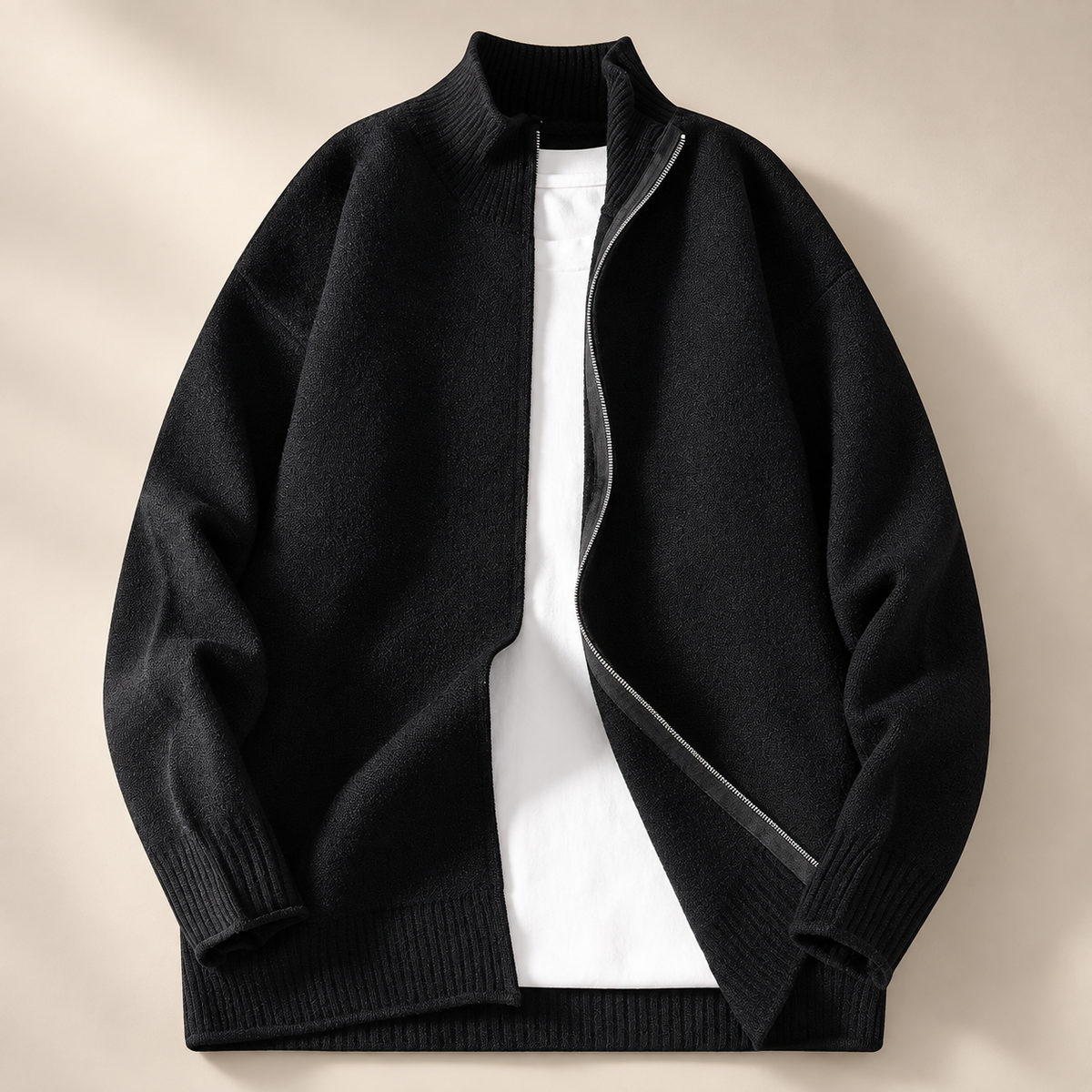 Cedric Men’s Stand-Collar Knit Jacket