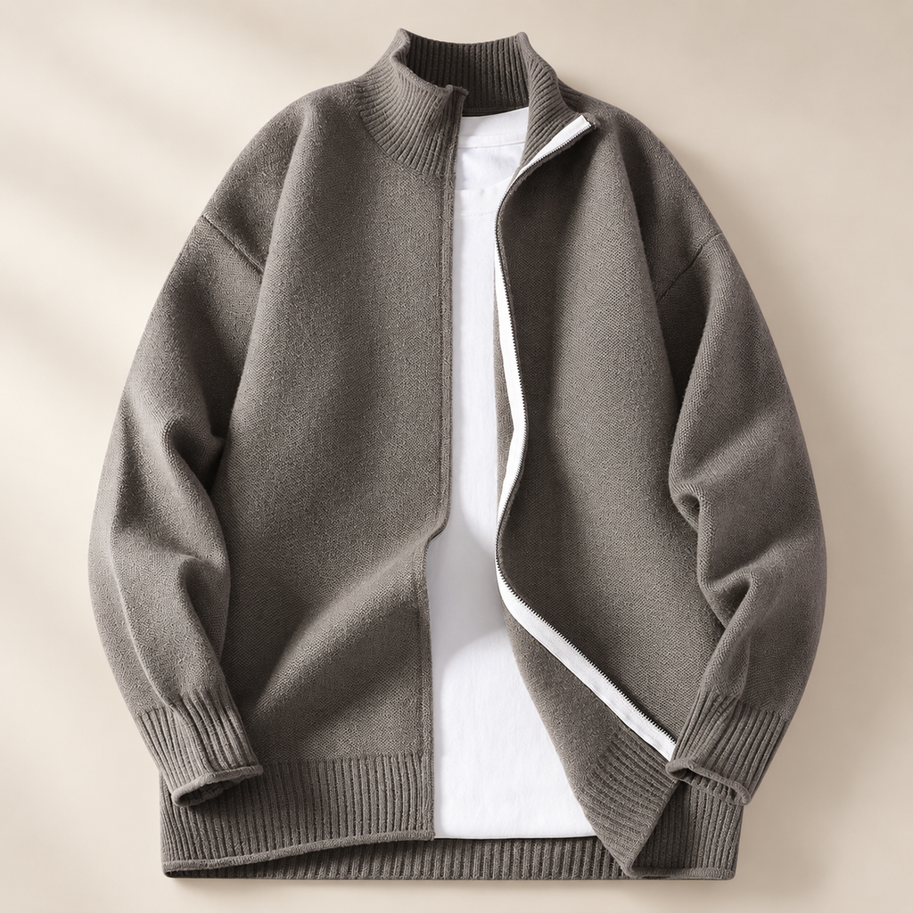 Cedric Men’s Stand-Collar Knit Jacket