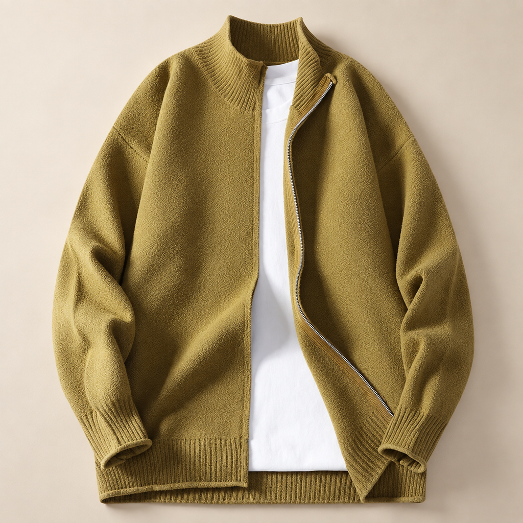 Cedric Men’s Stand-Collar Knit Jacket