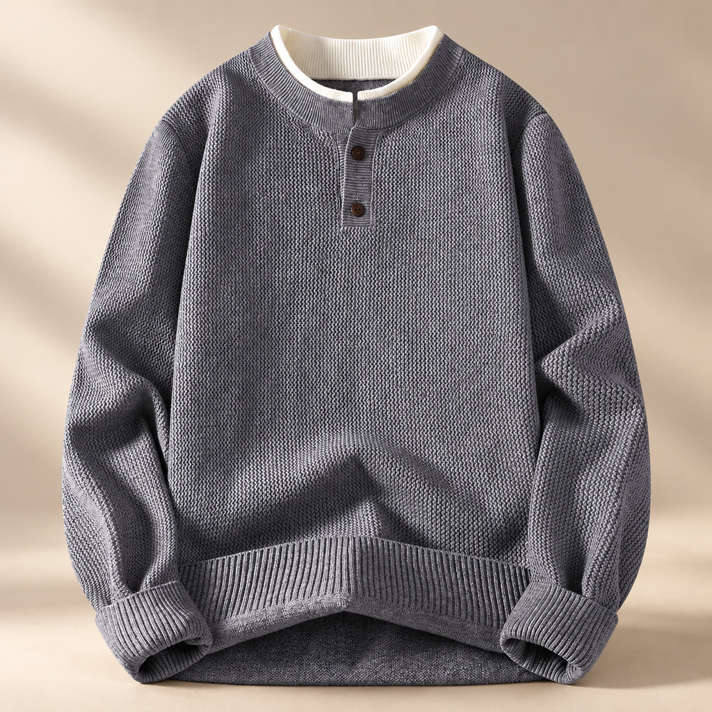 Ewan Men’s Textured Knit Henley Sweater