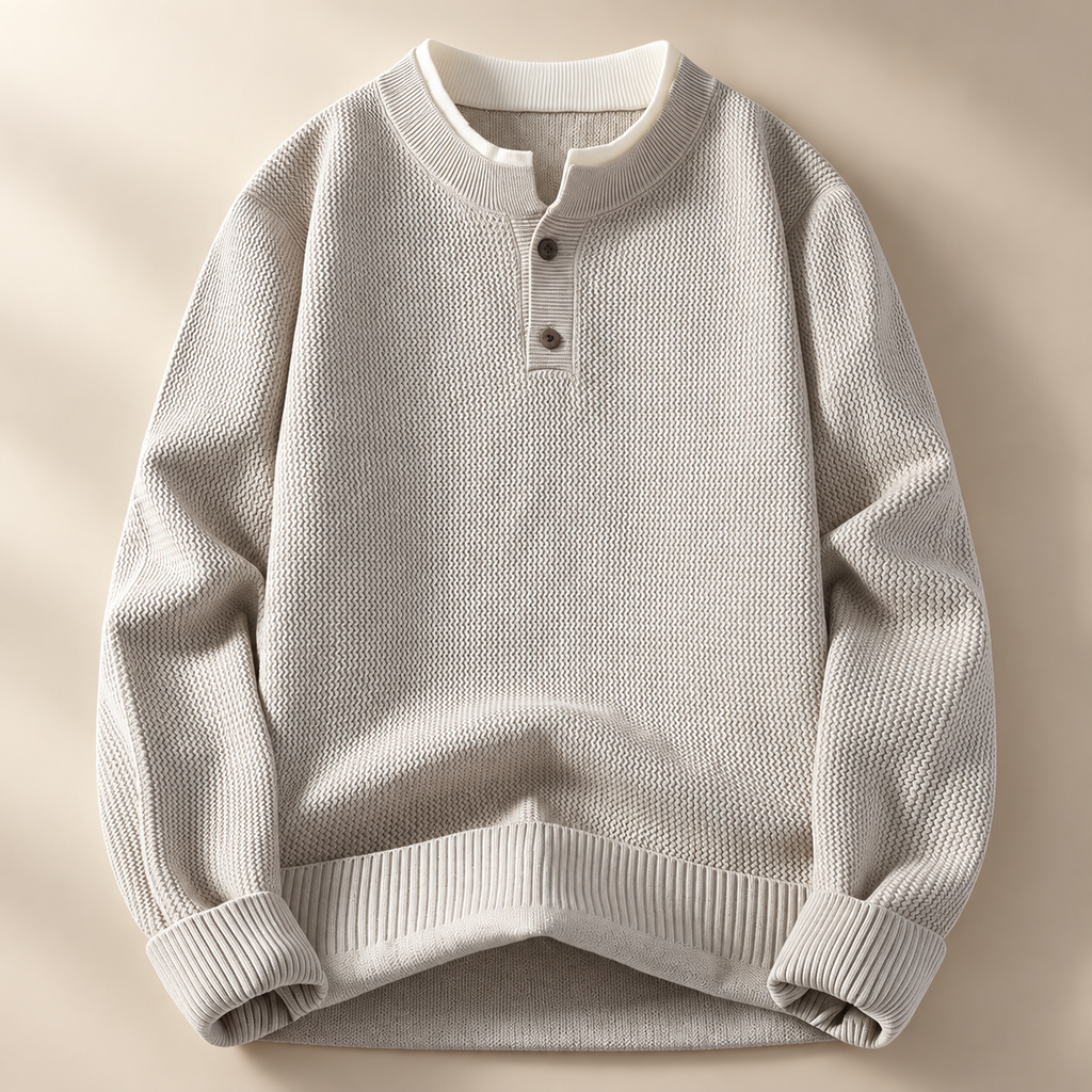 Ewan Men’s Textured Knit Henley Sweater