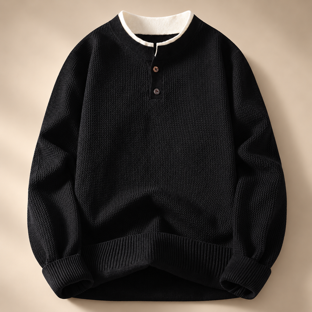 Ewan Men’s Textured Knit Henley Sweater