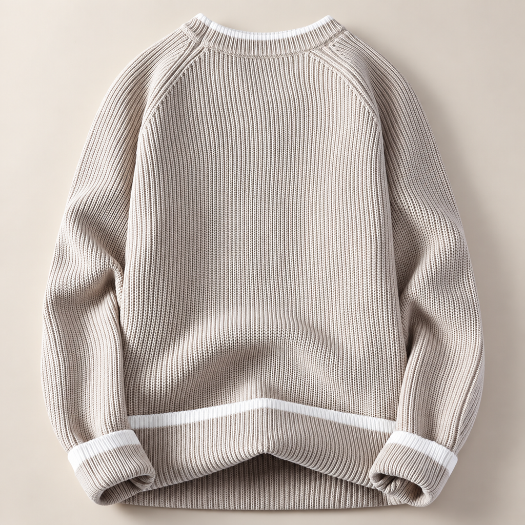 Lucan Men’s Ribbed Crewneck Sweater with Contrast Trim