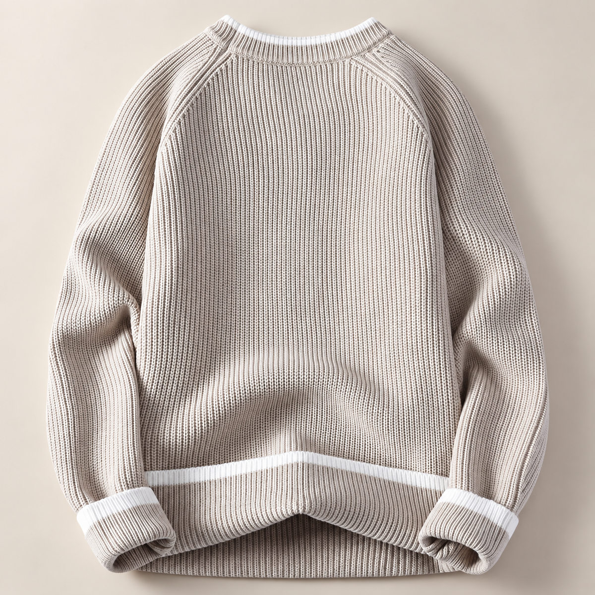 Lucan Men’s Ribbed Crewneck Sweater with Contrast Trim