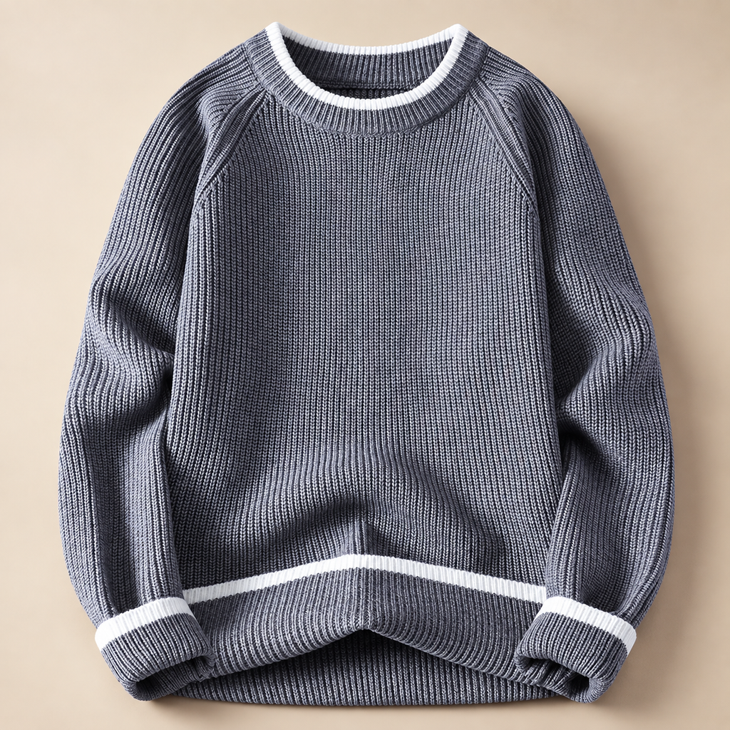 Lucan Men’s Ribbed Crewneck Sweater with Contrast Trim