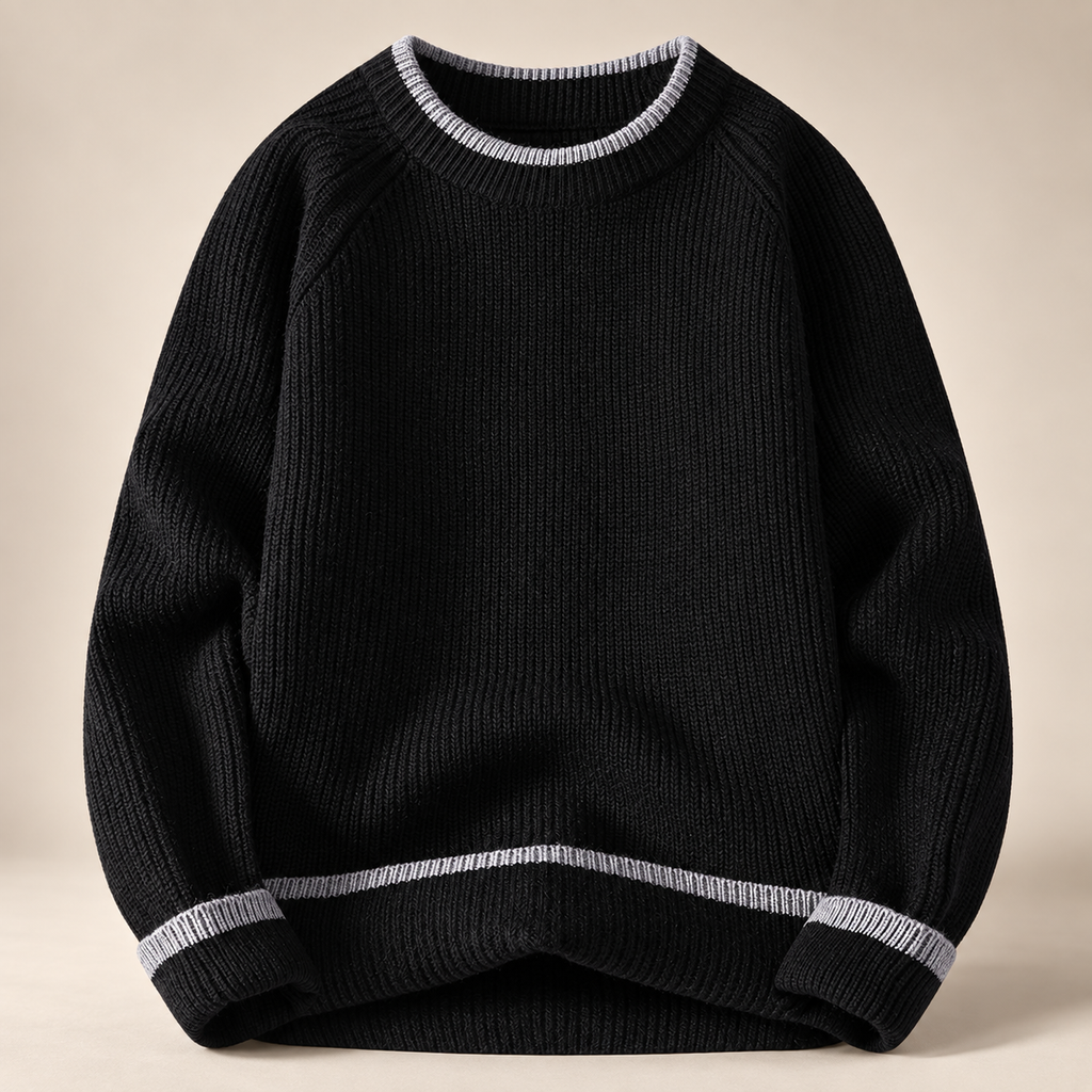 Lucan Men’s Ribbed Crewneck Sweater with Contrast Trim