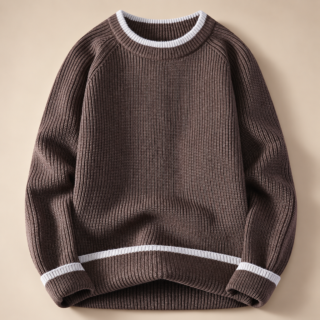 Lucan Men’s Ribbed Crewneck Sweater with Contrast Trim