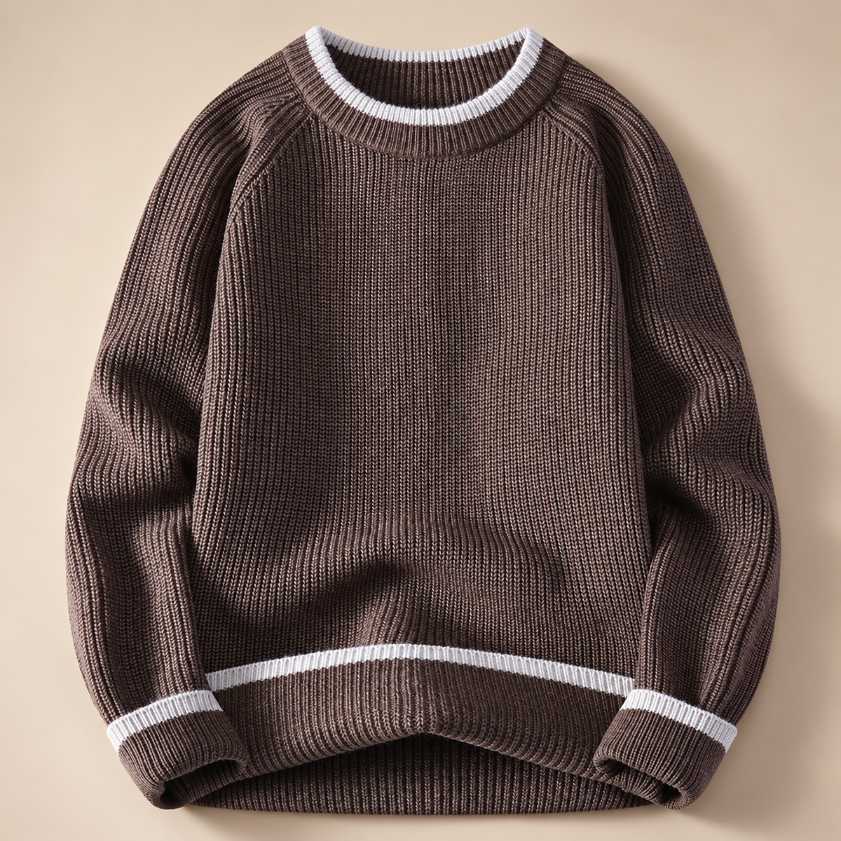 Lucan Men’s Ribbed Crewneck Sweater with Contrast Trim