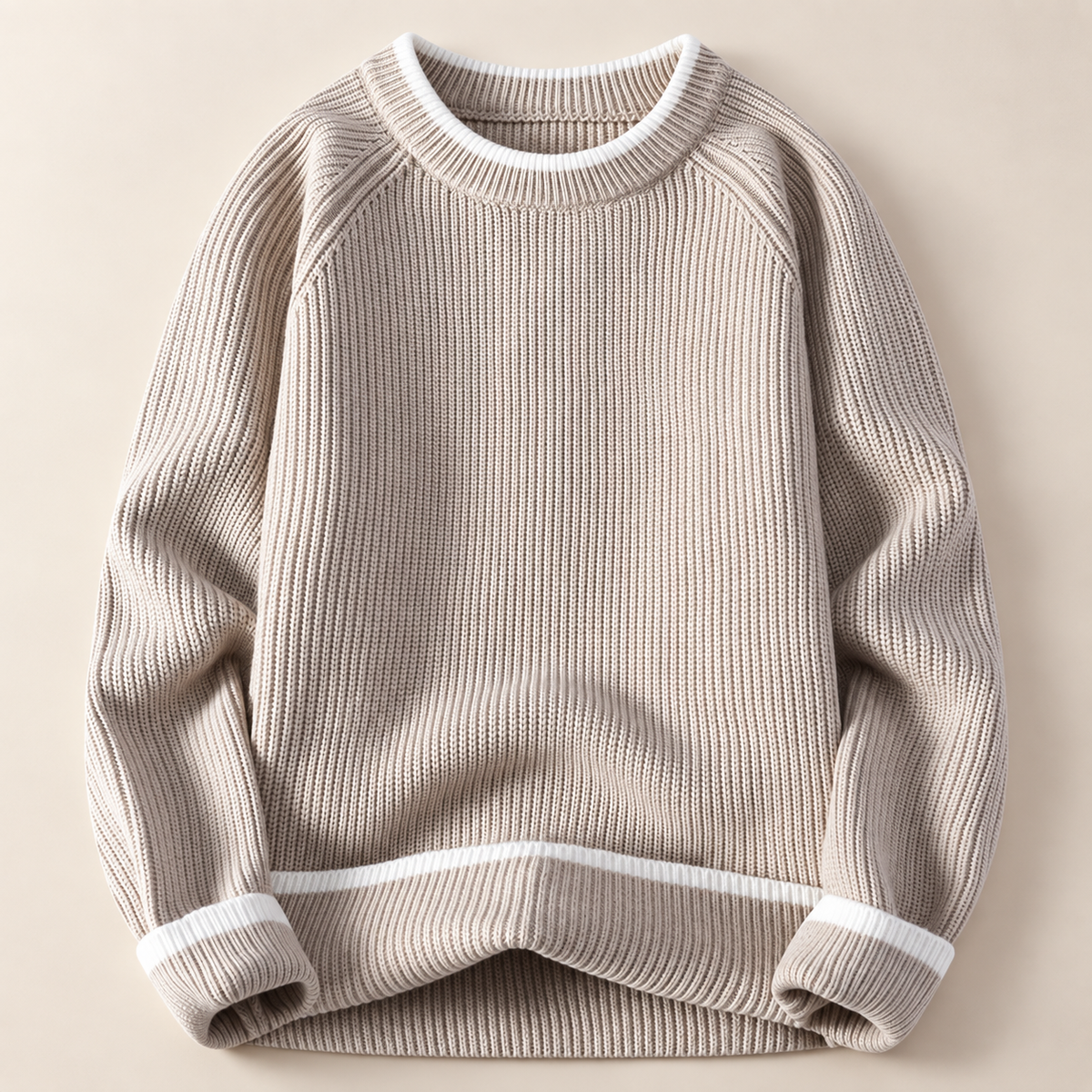 Lucan Men’s Ribbed Crewneck Sweater with Contrast Trim