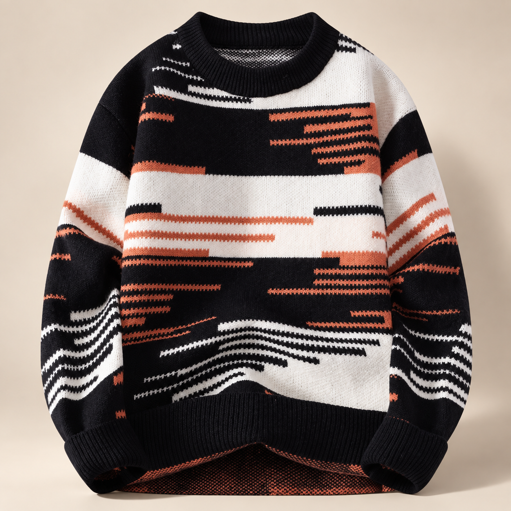 Alistair Men’s Abstract Stripe Crewneck Sweater