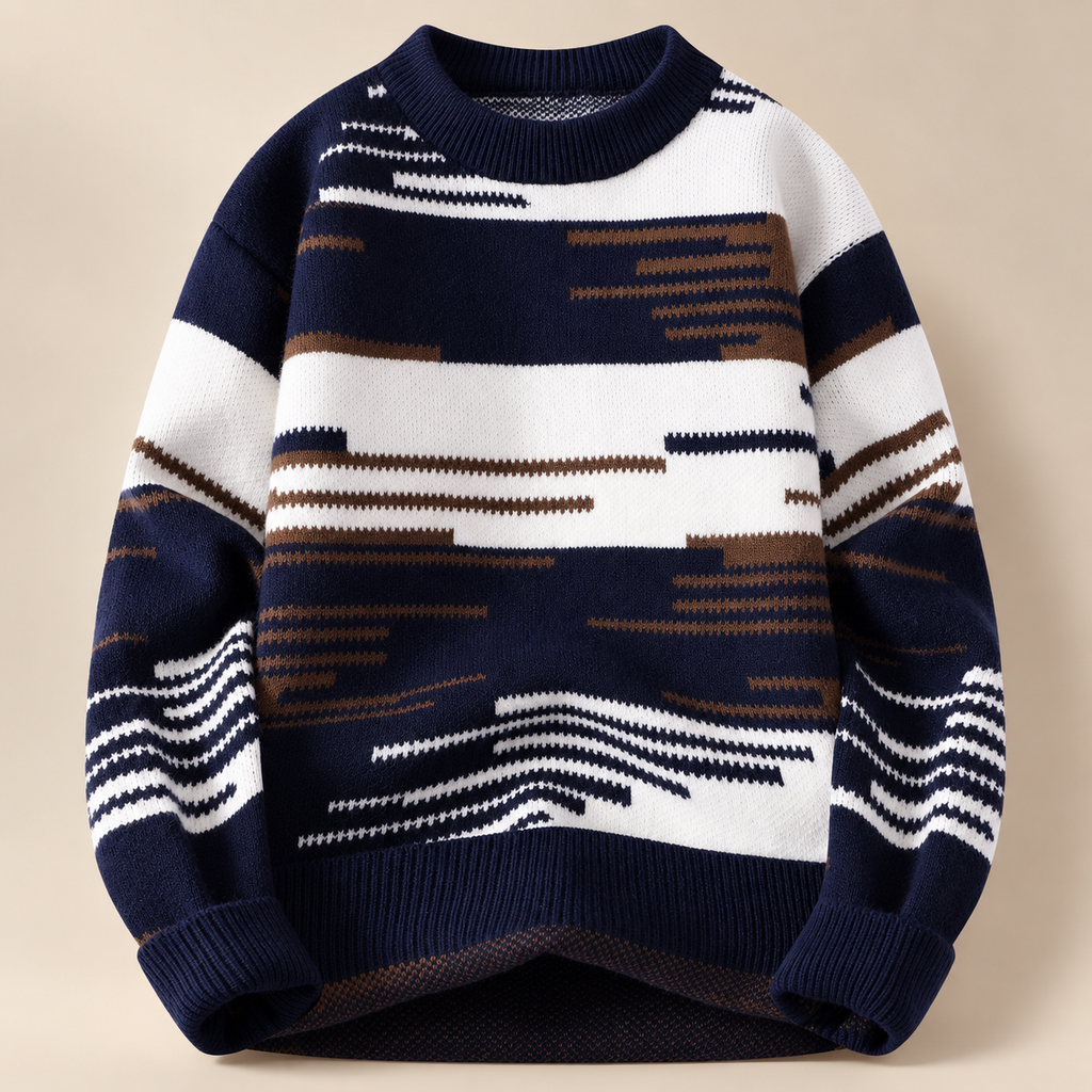 Alistair Men’s Abstract Stripe Crewneck Sweater