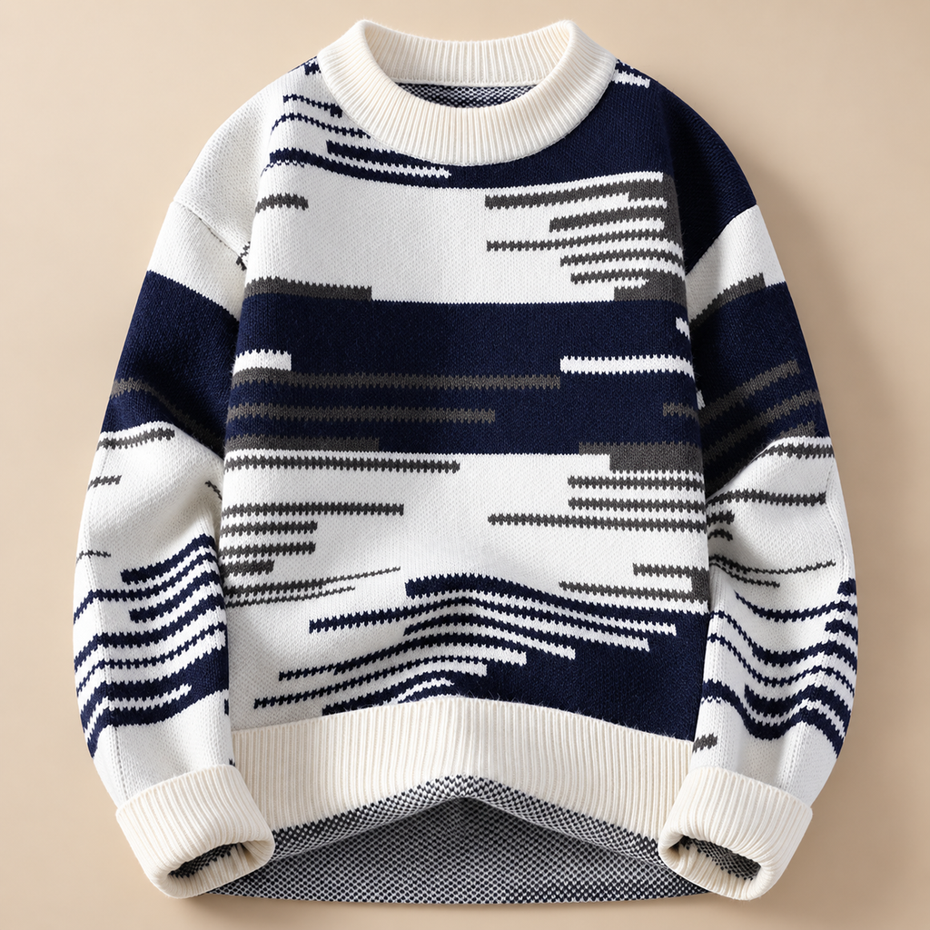 Alistair Men’s Abstract Stripe Crewneck Sweater