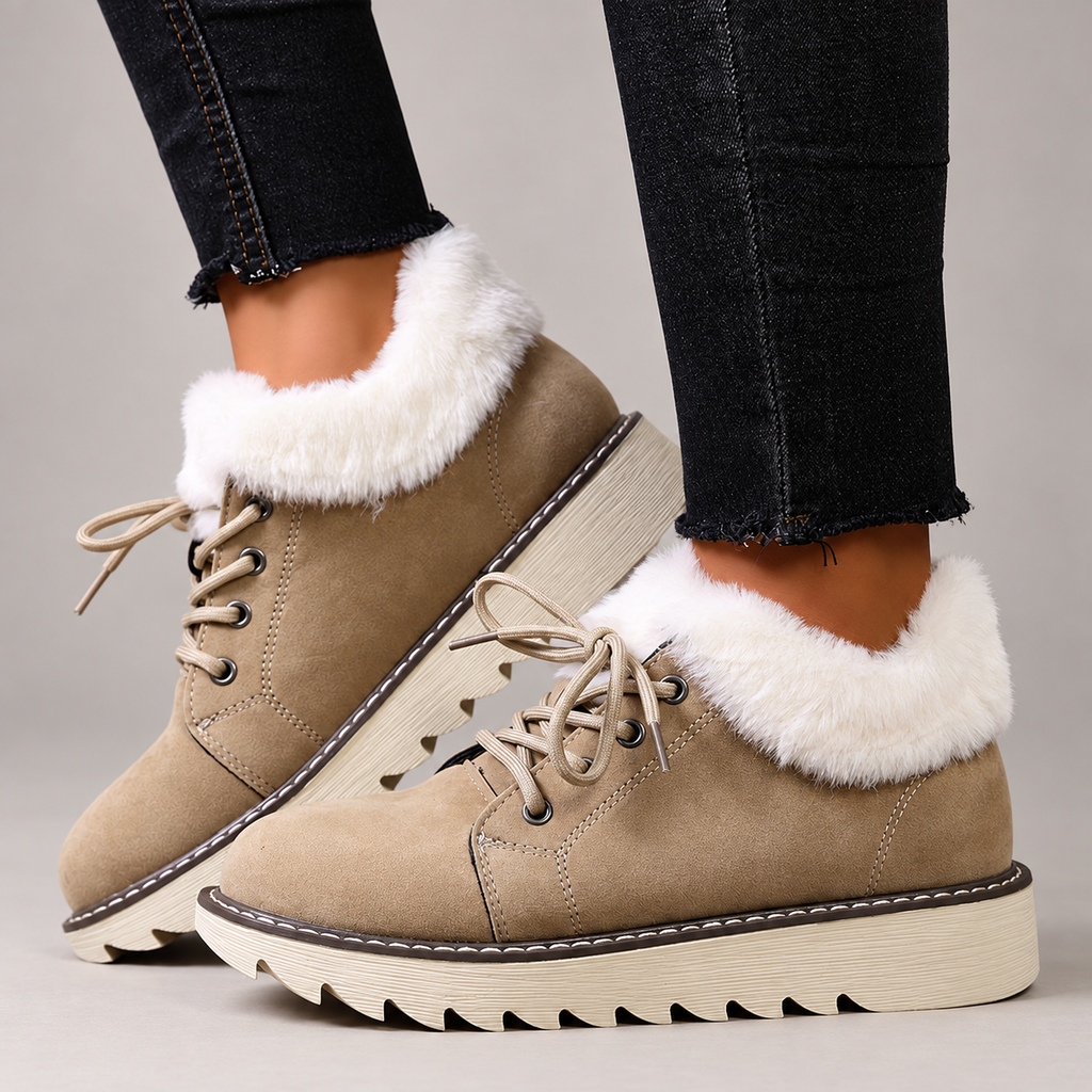 Celine Women’s Fleece-Trim Lug Sole Ankle Boots