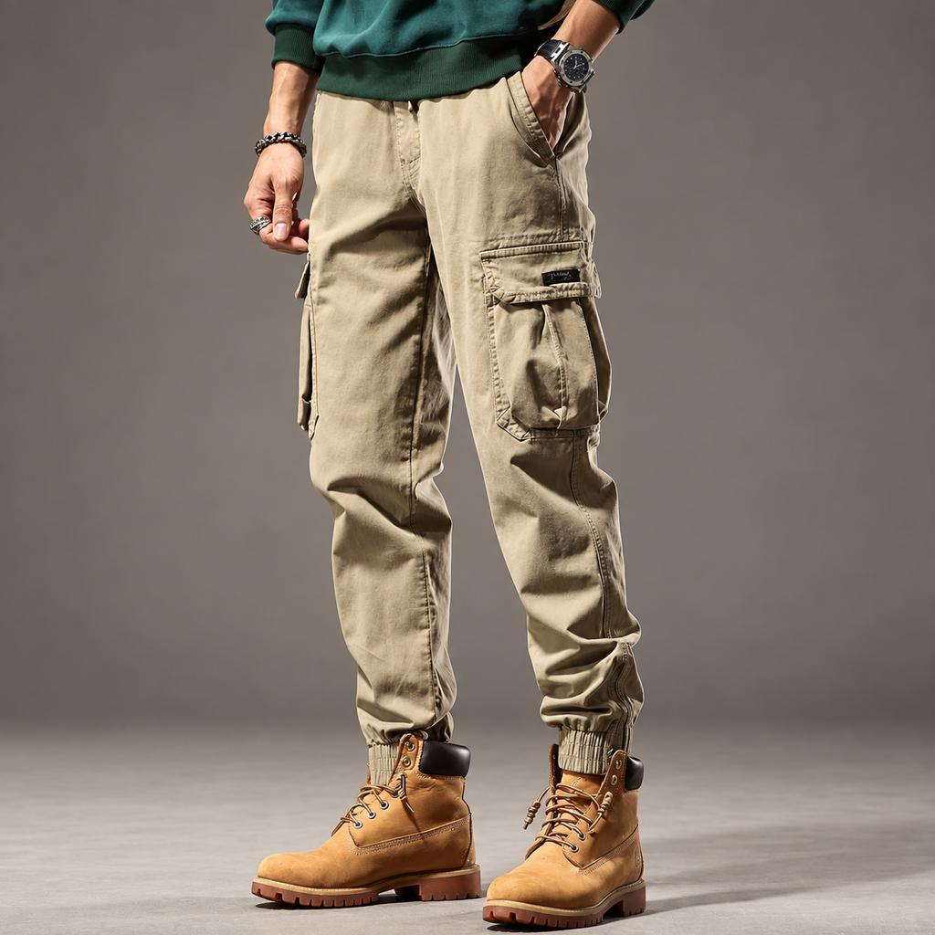 Frontier Men’s Relaxed Cargo Pants with Cuffed Ankles